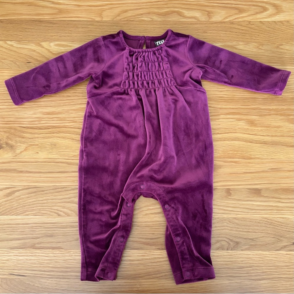 Tea Plum Velvety Baby Romper